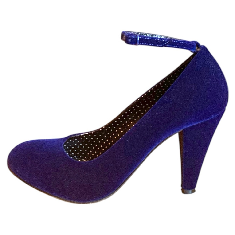 Fornarina Vintage Y2K Blue Velvet Ankle Strap Heels Pumps EU 37 US 6.5 - Picture 4 of 13